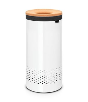 Coş rufe cu capac din plută, inox, alb+maro, 35 l, Brabantia - 8710755104367  40489