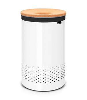 Coş rufe cu capac din plută, inox, alb, 60 l, Brabantia - 8710755104404  40485