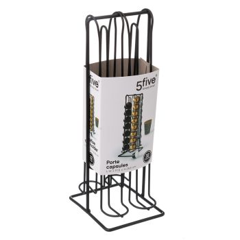 Suport 32 capsule Nespresso, metal, 29.5x13x10 cm, negru, Five - 3560238670972