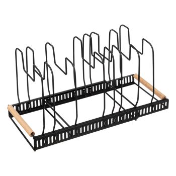 Suport organizator ajustabil pentru oale și tigăi, 8 rafturi, metal, negru, Five - 3560232670268