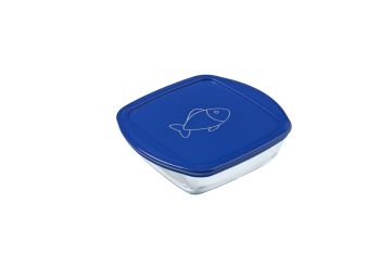 Vas pătrat, cu capac, sticlă termorezistentă, 1 l, 20x17x6 cm, Cook&Store, Pyrex - 3426470297639