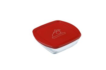 Vas pătrat, cu capac, sticlă termorezistentă, 1 l, 20x17x6 cm, Cook&Store, Pyrex - 3426470297646