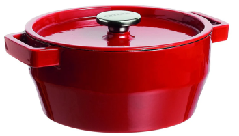 Oală rotundă cu capac, fontă emailată, roșu, 2.5 l, SlowCook, Pyrex - 3426470022750