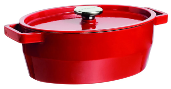 Oală ovală cu capac, fontă emailată, roșu, 6 l, SlowCook, Pyrex - 3426470022835