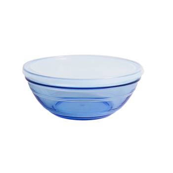 Caserolă rotundă, albastru, cu capac, sticlă, 1.59 l, FreshBox Rond, Duralex - 3550190403503