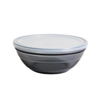 Caserolă rotundă, gri, cu capac, sticlă, 1.59 l, FreshBox Rond, Duralex - 3550190403527