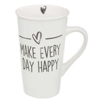 Cană, porțelan, alb cu inscripție, 500 ml, Happy, Secret de Gourmet - 3560231522681