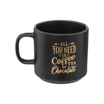 Cană, porțelan, negru mat cu inscripție, 450 ml, Happy, Secret de Gourmet - 3560231617349