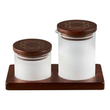 Set 2 recipiente servire+tavă din lemn de Acacia, Market Street New York, maro, Corelle - 71160099395  47741