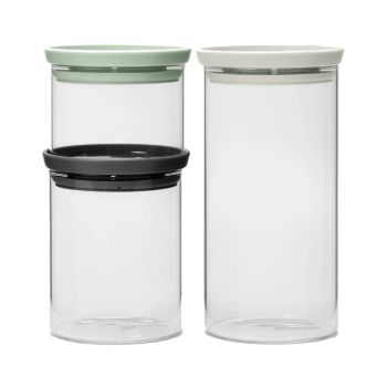 set 3 recipiente depozitare rotunde sticla brabantia 8710755100550