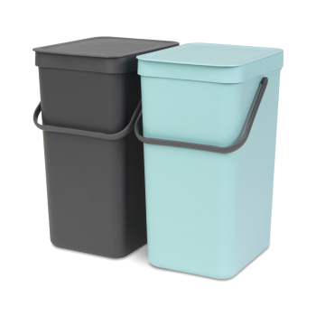 set 2 cosuri gunoi turcoaz gri plastic sort and go 8710755110023