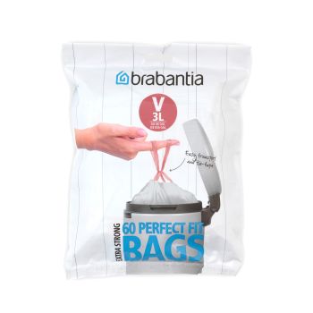 Saci de gunoi, cod V, 60 bucăţi, 3 l, Brabantia - 8710755116803 50244
