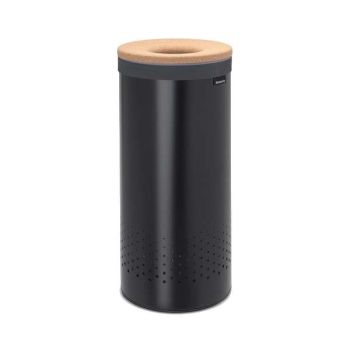Coş rufe cu capac din plută, inox, negru, 35 l, Brabantia - 8710755120008 49439