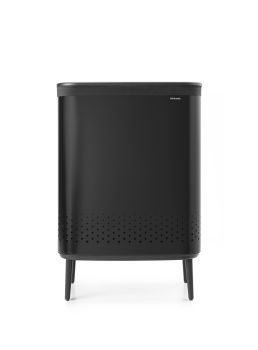 Coş rufe cu capac din plastic, 2 compartimente, inox, negru, 2x45 l, Bo Hi, Brabantia - 8710755200564 47131