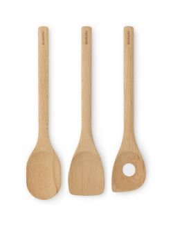 set 3 ustensile bucatarie profile lemn de fag crem 33 5 x 3 7 x 7 cm brabantia 8710755260681