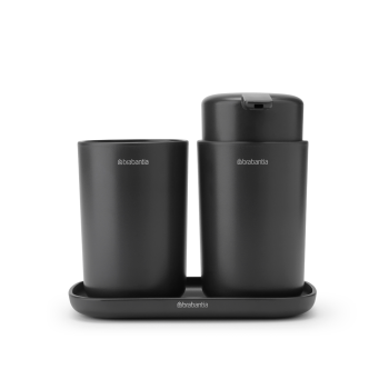 set 3 accesorii baie renew plastic negru 16 8 x 14 8 x 9 7 cm brabantia 8710755280368