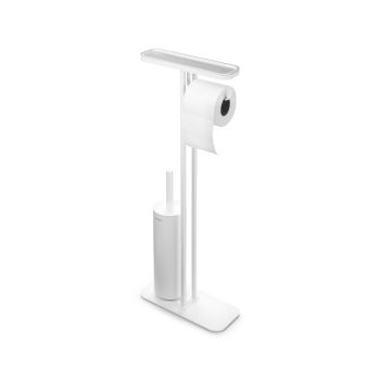 set perie de toaleta suport hartie igienica polita depozitare inox ranforsat cu minerale silicon alb mindset 8710755303067