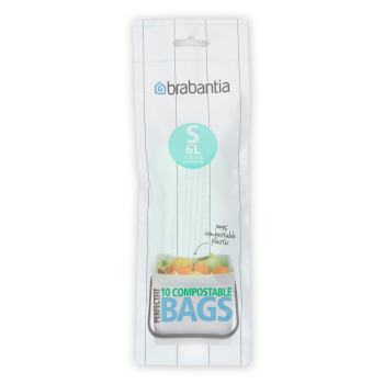 Saci de gunoi compostabili, cod S, 10 bucăţi, 6 l, Brabantia - 8710755419683  48286