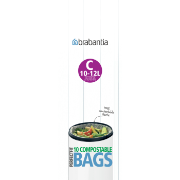Saci de gunoi compostabili, cod C, 10 bucăţi, 10-12 l, Brabantia - 8710755419782  48289