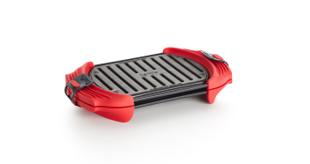 Grill microunde, oțel/silicon platinat, roșu, 25.2X14.7X5.4 cm, Lékué - 8710755881787