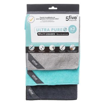 Set 3 lavete antibacteriene, poliester, 30x40 cm, Five - 3560237593593    
