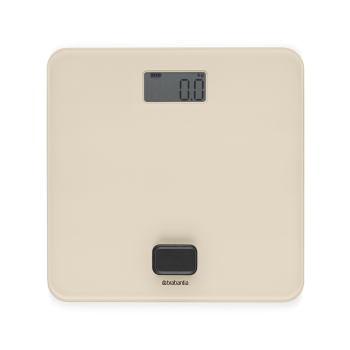 Cântar digital fără baterii, sticlă, bej soft, 30x30x4.3 cm, max. 150 kg, ReNew, Brabantia - 8710755223525