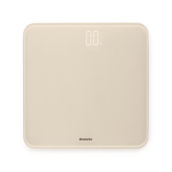 Cântar digital cu baterii, sticlă, bej soft, 30x30x2.4 cm, max. 180 kg, ReNew, Brabantia - 8710755223440