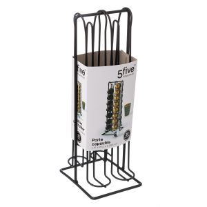 Suport 32 capsule Nespresso, metal, 29.5x13x10 cm, negru, Five - 3560238670972