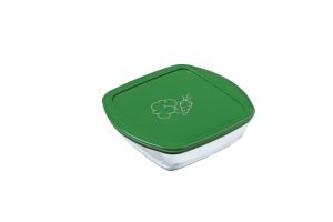 Vas pătrat, cu capac, sticlă termorezistentă, 1 l, 20x17x6 cm, Cook&Store, Pyrex - 3426470297660