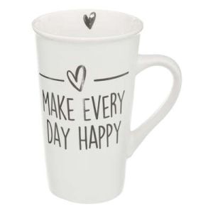 Cană, porțelan, alb cu inscripție, 500 ml, Happy, Secret de Gourmet - 3560231522681