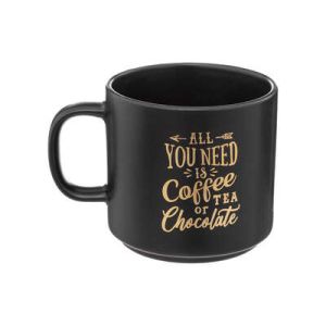 Cană, porțelan, negru mat cu inscripție, 450 ml, Happy, Secret de Gourmet - 3560231617349
