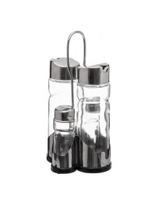 Olivieră, 5 piese, inox+sticlă, 21x10.5x11 cm, Five - 3560234504370