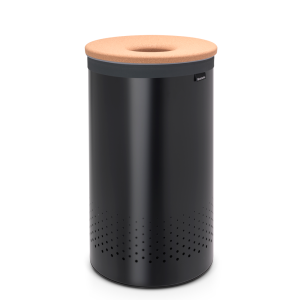 Coş rufe cu capac din plută, inox, negru, 60 l, Brabantia - 8710755120022 47406