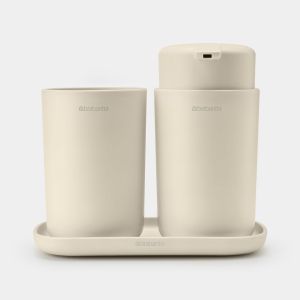 Set 3 accesorii baie, plastic, bej, 16.8x14.8x9.7 cm, ReNew, Brabantia- 8710755223402