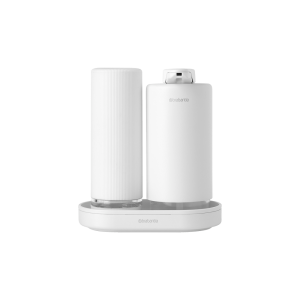Set 2 dispensere+tăviță, metal+sticlă, alb, 2x200 ml, SinkStyle, Brabantia - 8710755227967