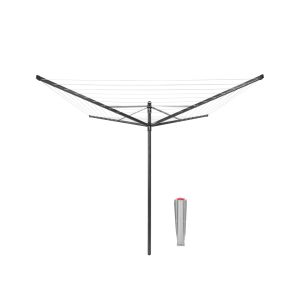 Uscător rufe rotativ cu 4 braţe, inox+aluminiu, gri, 50 m capacitate de uscare, gri antracit, Lift-O-Matic, Brabantia-8710755290428       