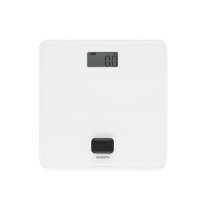 Cântar digital fără baterii, sticlă, alb, 30x30x4.3 cm, max. 150 kg, ReNew, Brabantia - 8710755281365